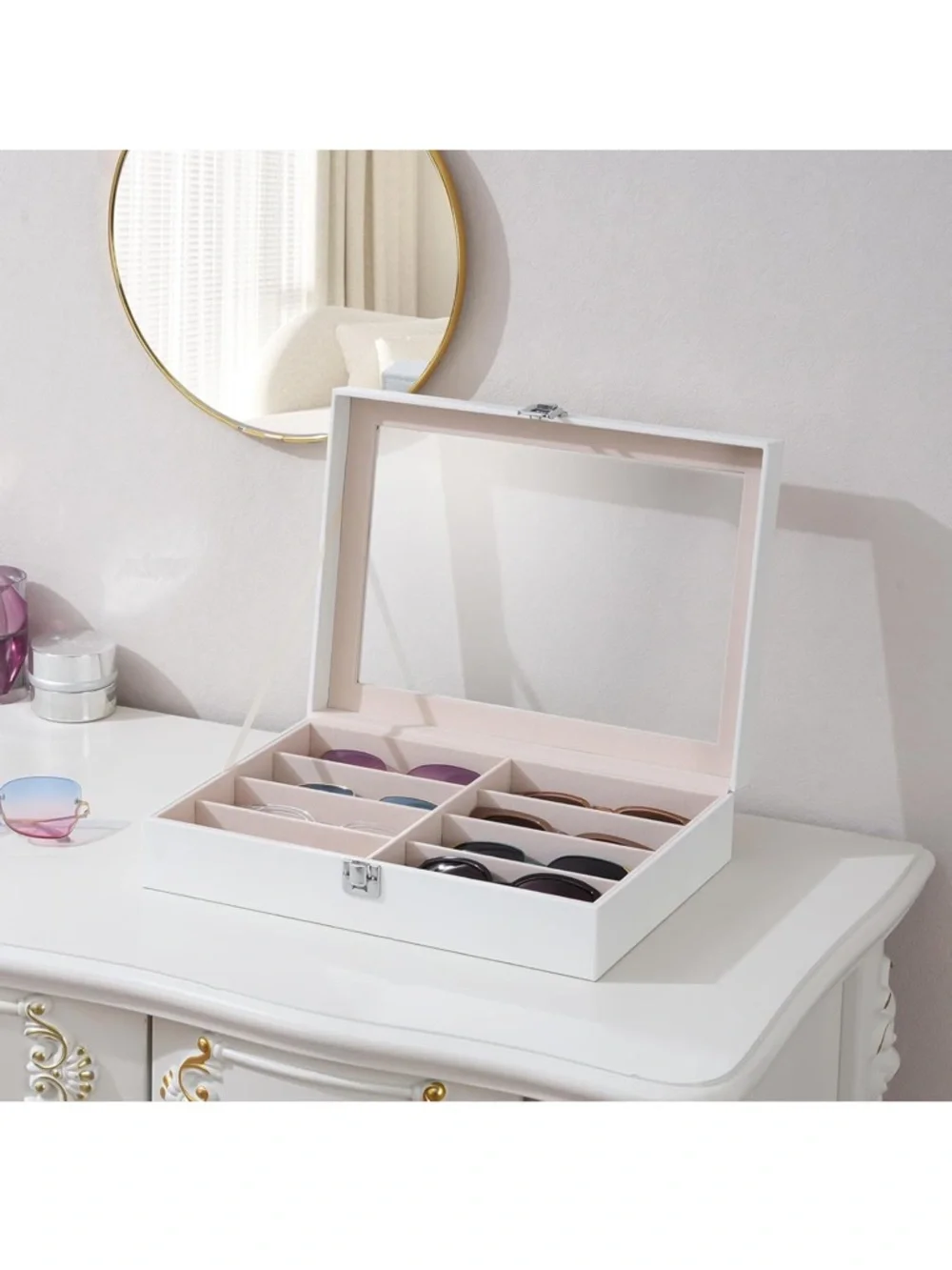 Black and Cream Sunglasses Case Organizer for Women - Picture 6 of 6
